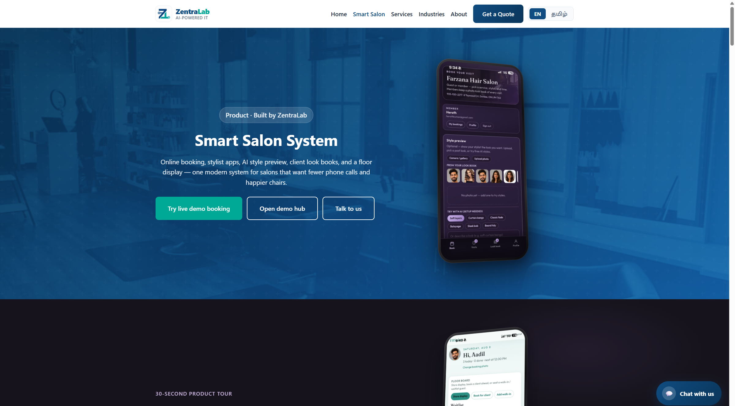 Smart Salon product website