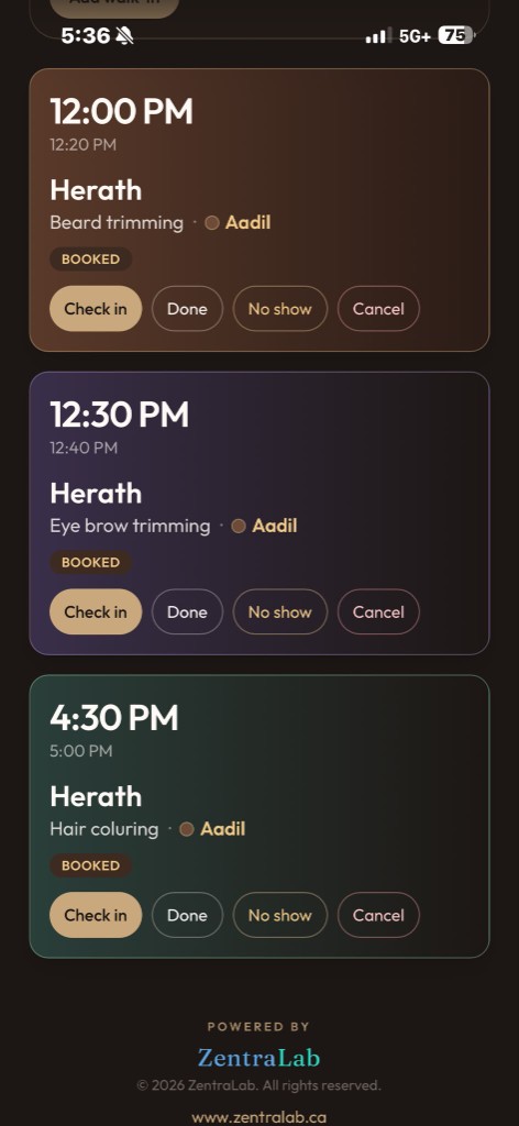 Today bookings