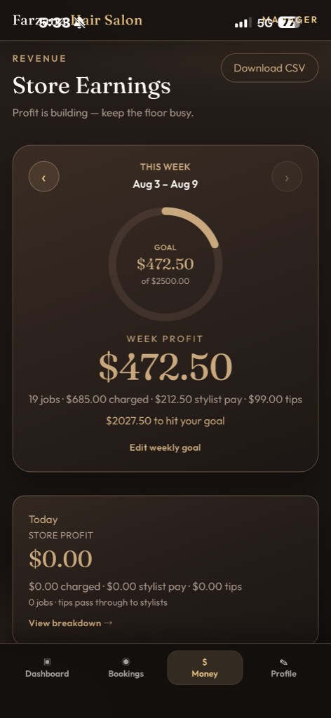 Manager earnings dark