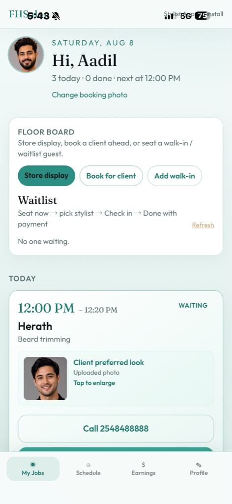 Stylist app on iPhone